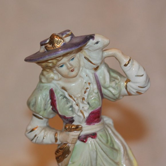 Vintage Porcelain Victorian Lady with Lamb Figurine - Picture 2 of 4
